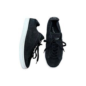 Puma Stampd Black Suede Sneakers Mens Size 8.5 Lace-Up Casual Shoes With White R